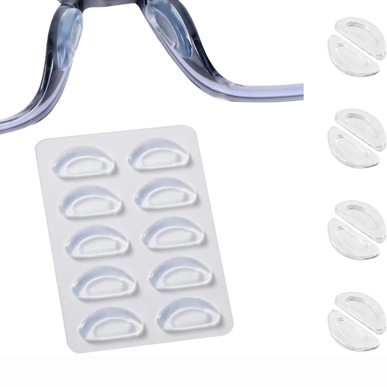 5 pairs/set Eyeglasses Anti Slip Nose Pads Soft Silicone Adhesive Glasses Nose Pads For Plastic Frame Glasses Sunglasses white