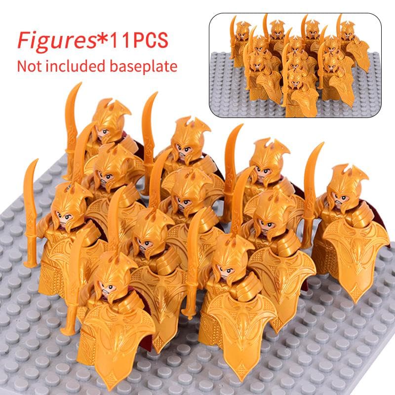 11pcs Medieval Elf Rohan soldiers Guard Army lotr Action Figures Mini Bricks Doll Assemble Building Blocks MOC DIY Toys for kid gifts