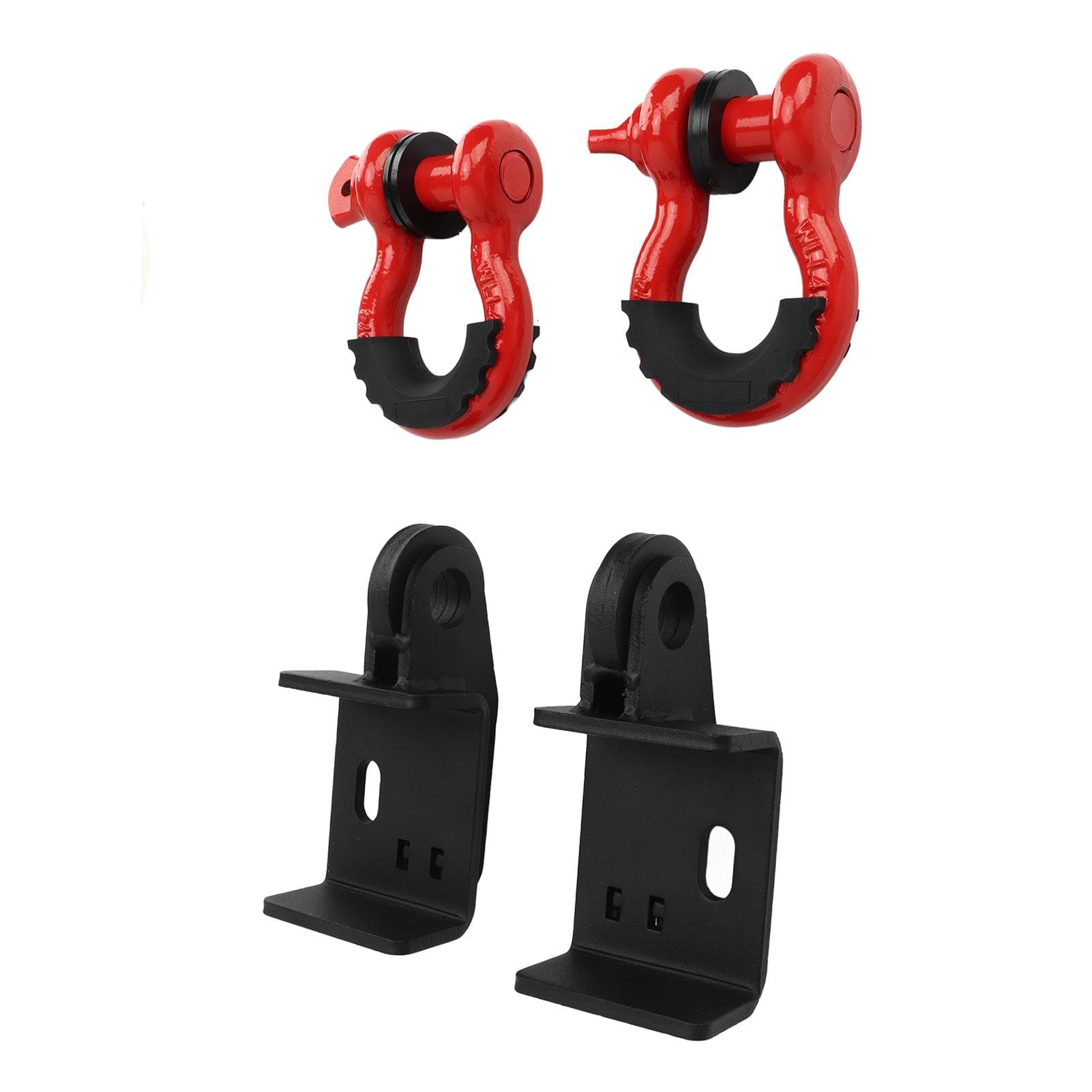 1 Pair Front Tow Hook Bracket with 34 Inch Shackles Heavy Steel Winch Tow Mounting Plate