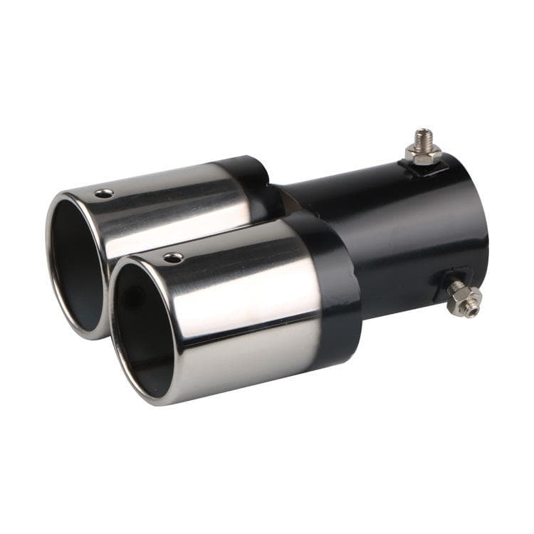 Car Exhaust Tip Stainless Steel Dual Tailpipe Throats Muffler Exhaust Tip Auto Modification Supplies Straight flat - silver black