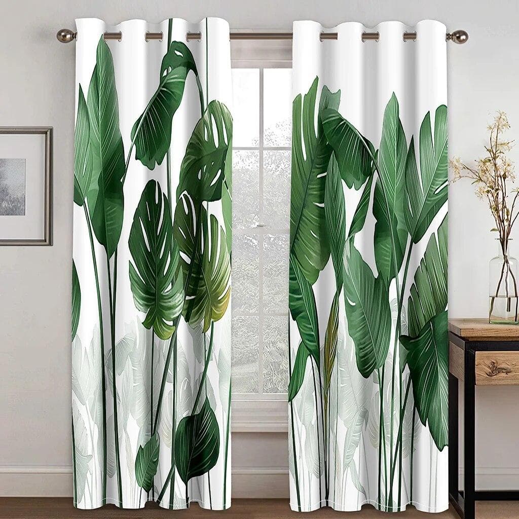 3D Flower Curtains For Living Room Bedroom Kitchen Black And White Vortex Three-dimensional Luxury Curtain For Windows Drapes W50xH160(CM)x2PCS-Grommet Top