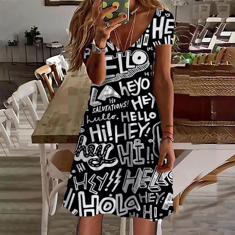 New 2024 Summer Dresses Women Disney Mickey Mouse print Dress Female Clothing Casual Retro Short Sleeve Loose Plus Size Dress 7XL