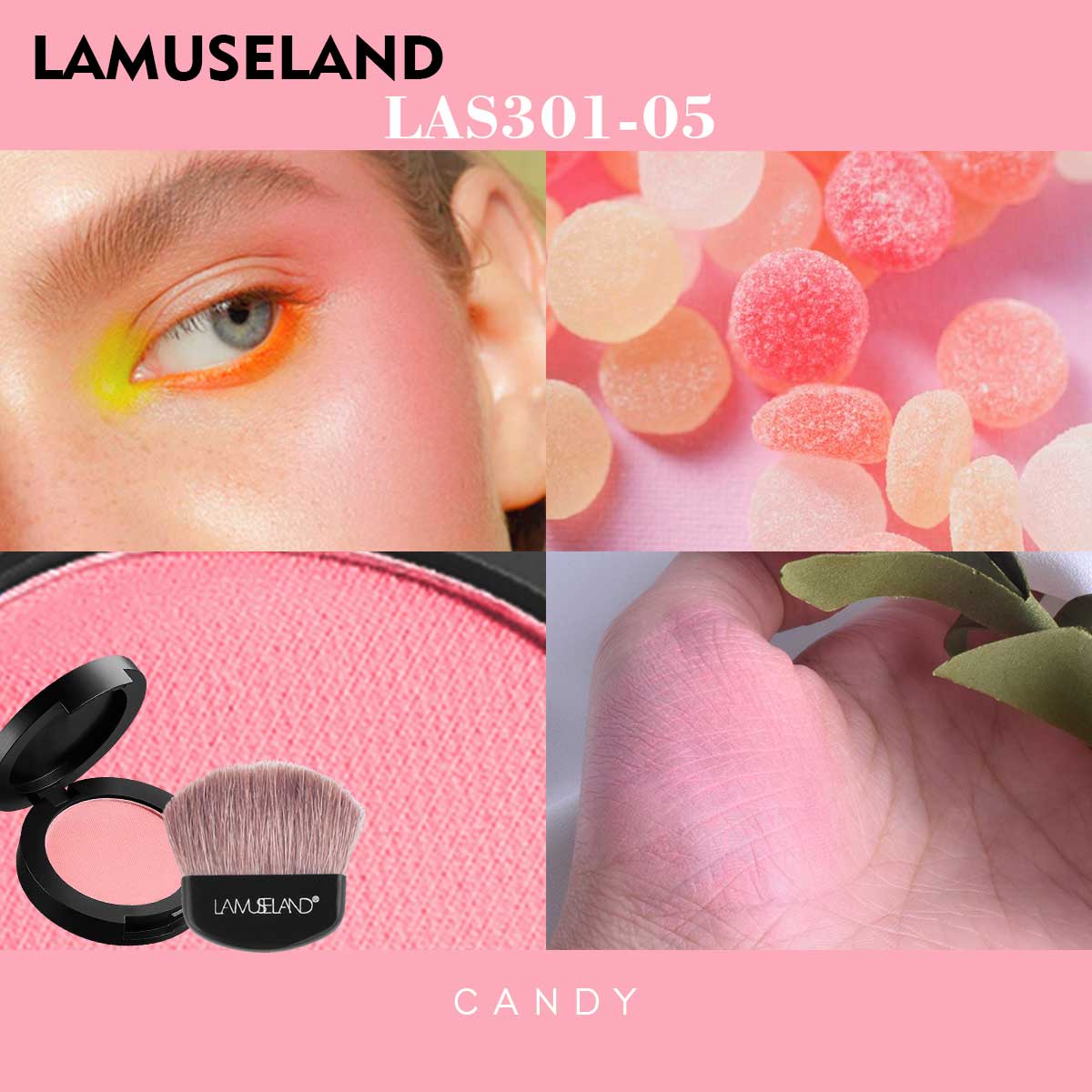 LAMUSELAND Face Set Velvet Blusher with Blush Brush #LAS301