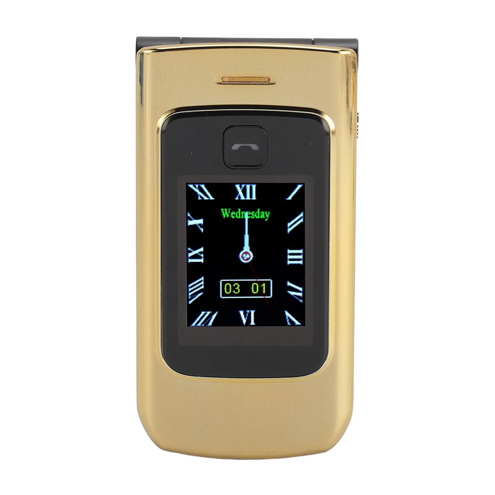 Senior Flip Cell Phone Big Button Clear Loud Sound 4800mAh Battery Dual Card Dual Standby 2G Mobile gold