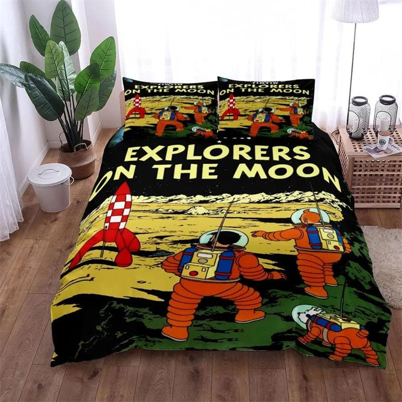 Tintin Adventure Pattern All Season Duvet Cover Bedding Comforter sets Soft Quilt Cover and Pillowcases Single/Double/Queen/King 135x200cm 2pcs