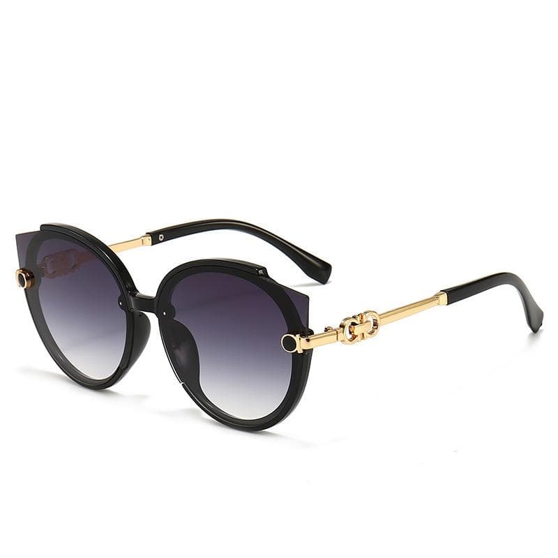 New Vintage Cat Eye Sunglasses Women Korean Metal Rimless Gradient UV400 Luxury Sun Glasses Retro Shades