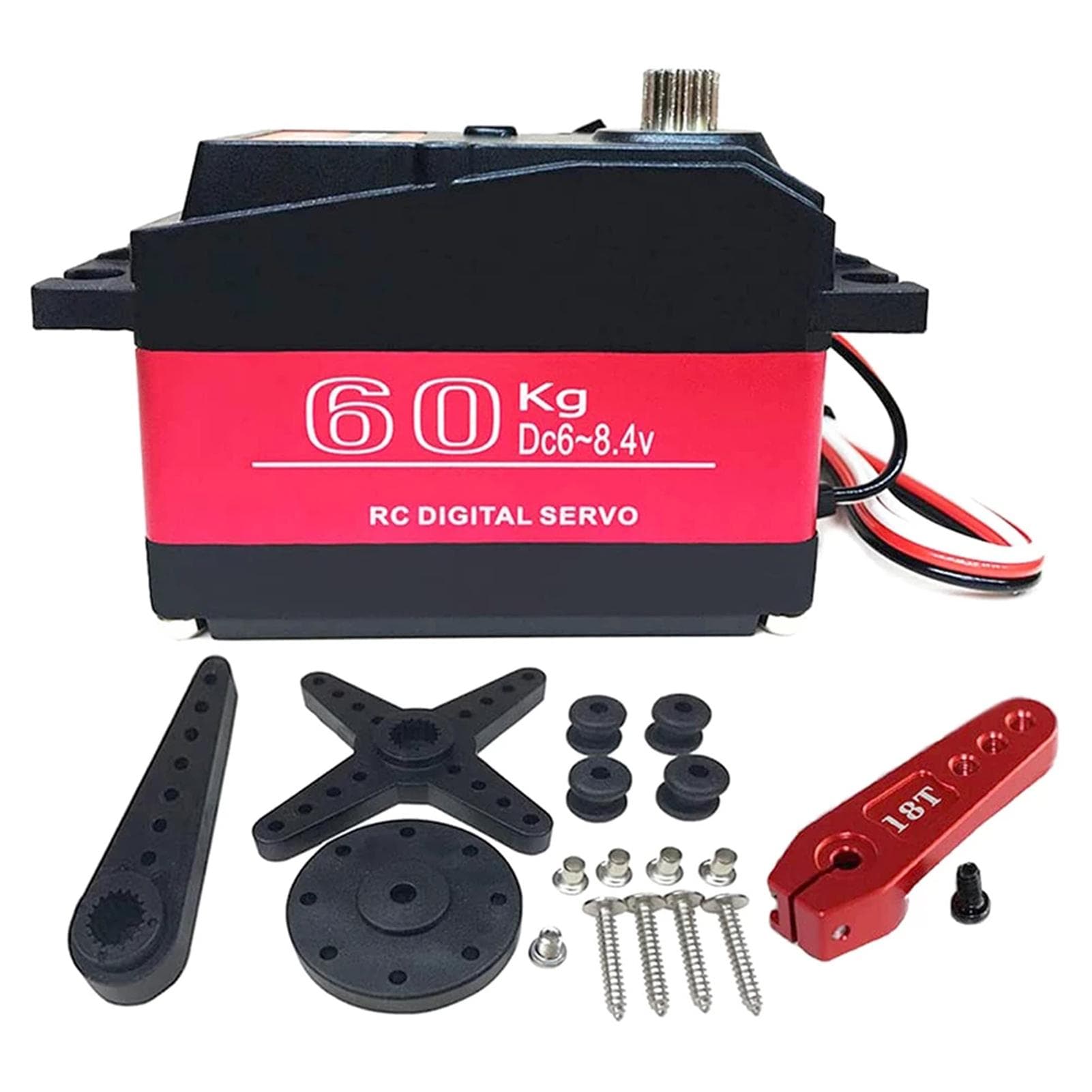 60KG Digital Servo Metal Gear Servo Large Torque Waterproof 180 degrees Replacement for 1/5 Redcat HPI 180 degree multicolour