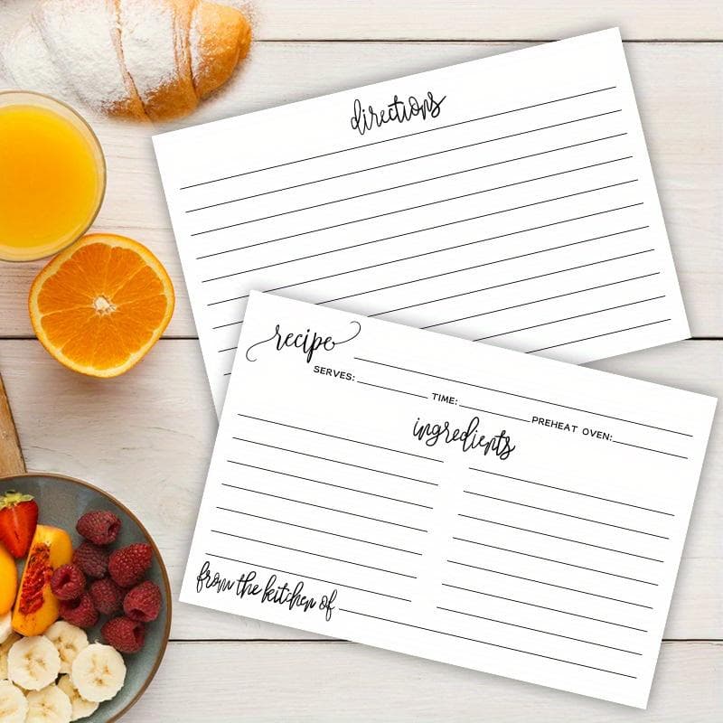 50pcs Recipe Cards 4x6 Black and White Modern Minimalist, Large Double-Sided for Weddings, Bridal Shower 10x15cm/3.94x5.9in white