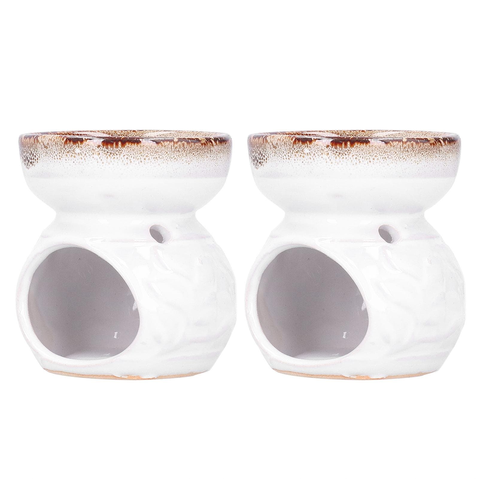 2pcs Essential Oil Burner Ceramic Incense Burner Decorative Aromatherapy Stove FurnaceGreen white