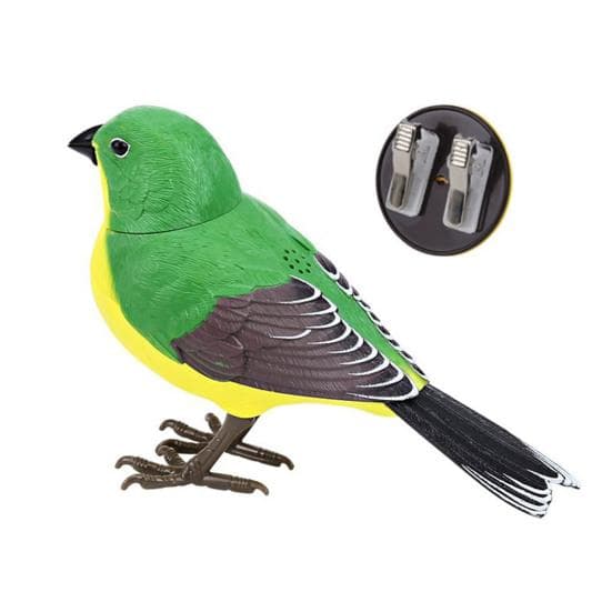 Simulated Bird Toy Light Sound Activated Movable Mouth Singing Bird Model Battery Operated Electric Fake Bird Decoration Kids Adults Gift C