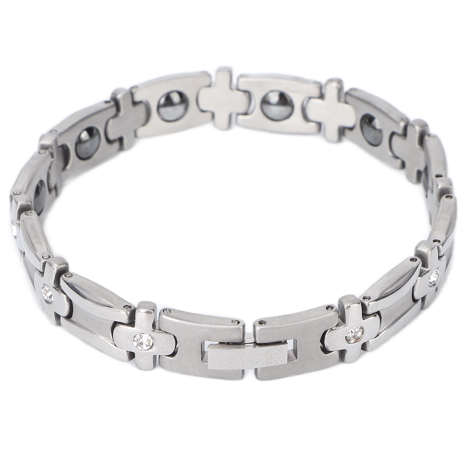 Magnetic Therapy Bracelet Titanium Steel Arthritis Pain Fatigue Relief Magnetic Bracelet Silver