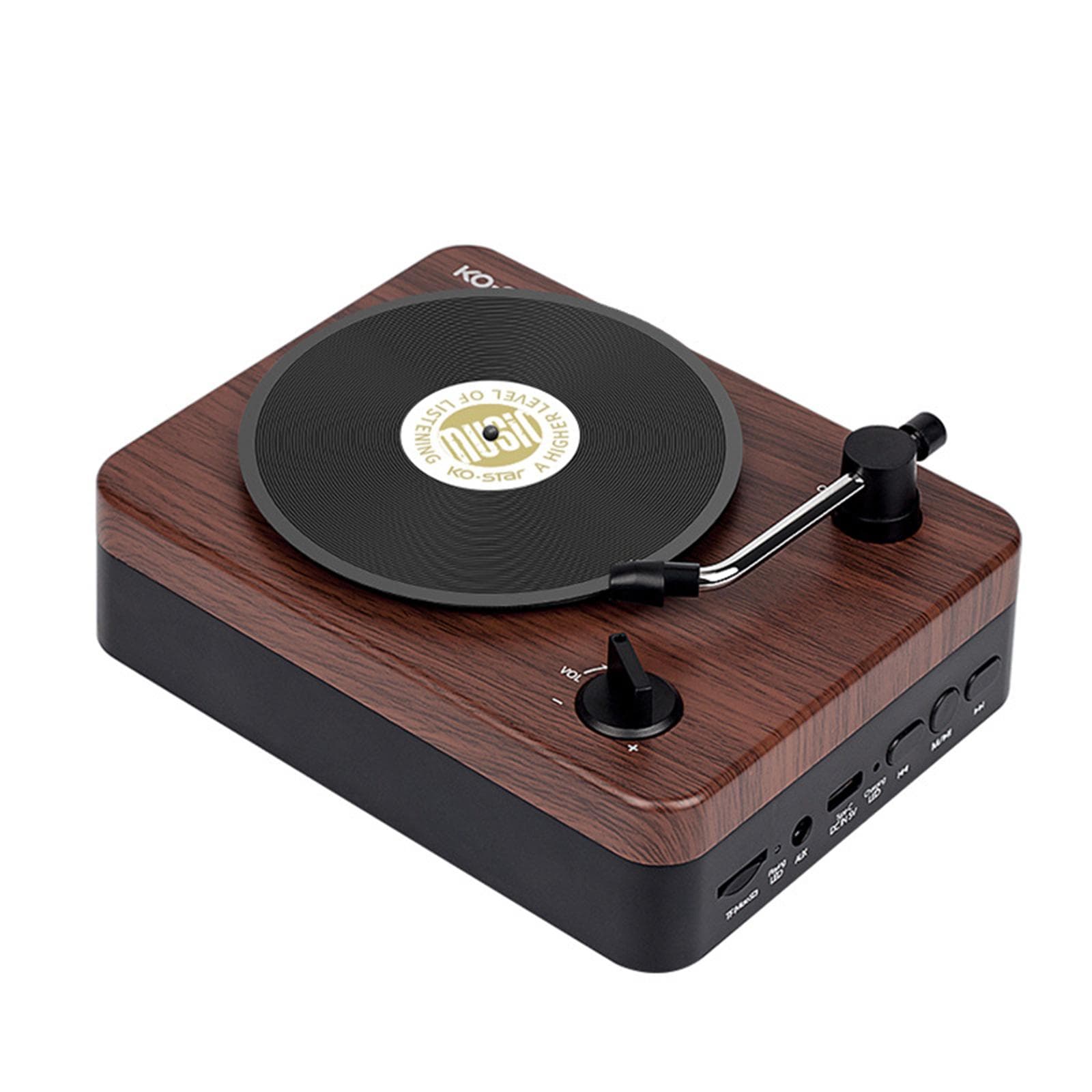 KO-STAR BT5.3 Speaker Playback Portable Wireless Speaker with Vintage Record Player Design AUX coffee