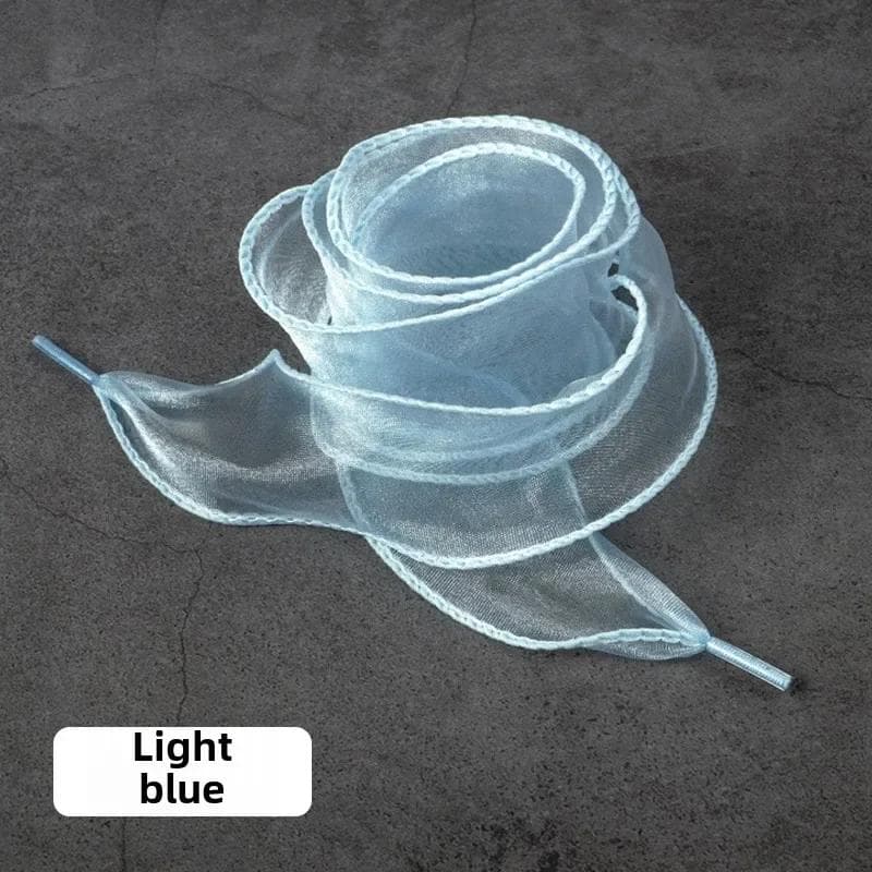 Fashion Chiffon Yarn Shoelaces 4cm Wider Flat Silk Shoelace Sneakers Rope Laces for Shoes 100/120/140/160CM Shoes Accessories 140cm light blue