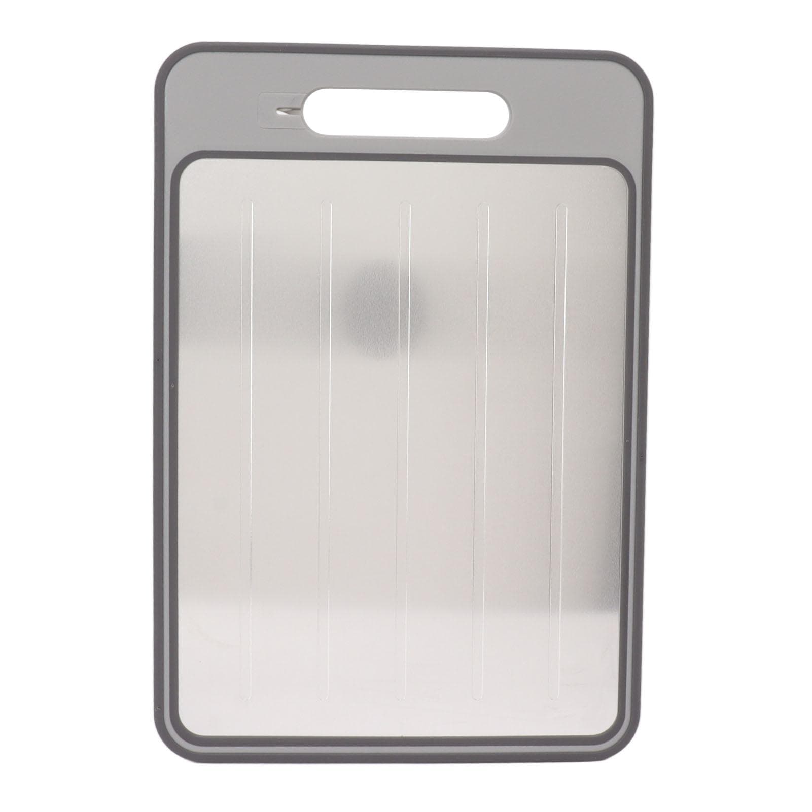 Defrosting Tray Double Sided Grinding Thawing Cutting Board with Sharpener for Frozen Meat Grey gray