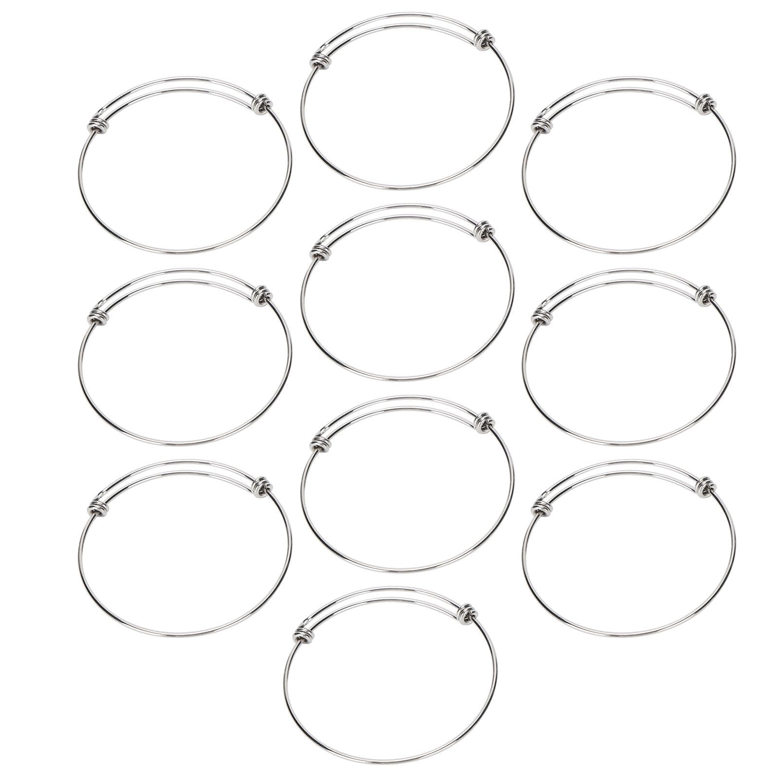 10Pcs Stainless Steel Bangle 1.6mm Adjustable Expandable Coil Bracelet DIY Accessories