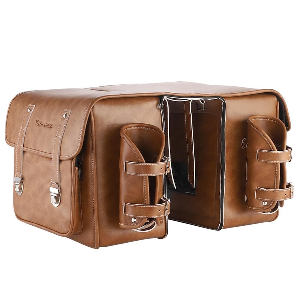 Retro Leather Bicycle Rearseat Bag Large Capacity Bike Rear Bag Universal Bicycle Rack Seats Bags brown