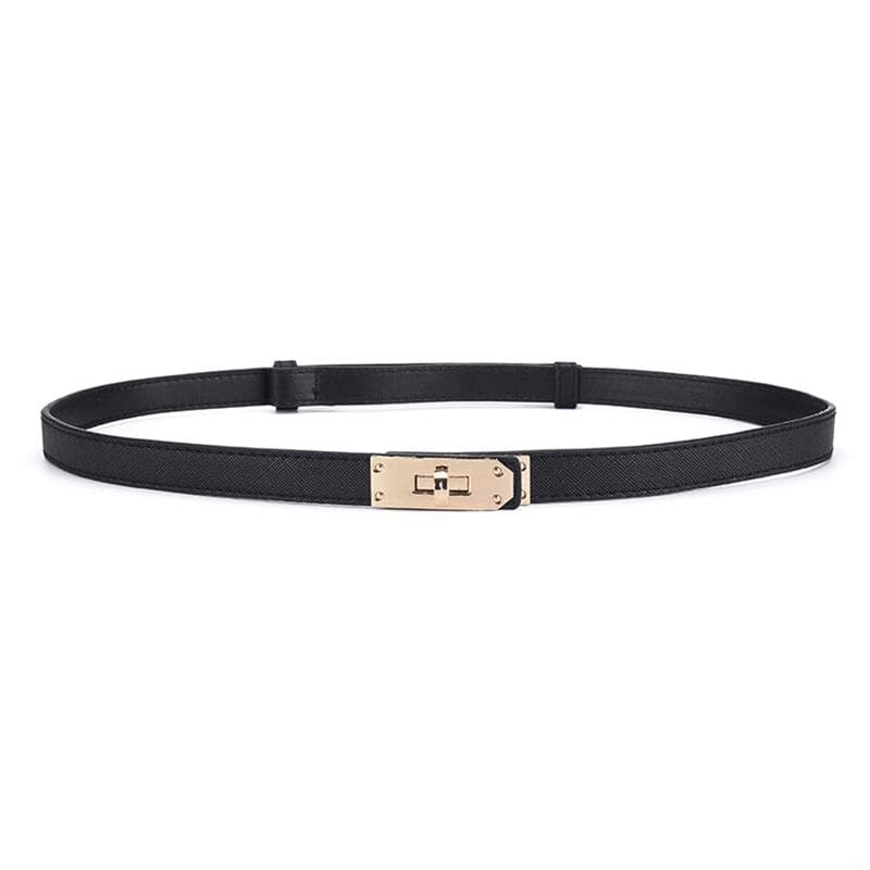 Imitation Leather Thin Belt Women'S Casual Accessories Adjustable black