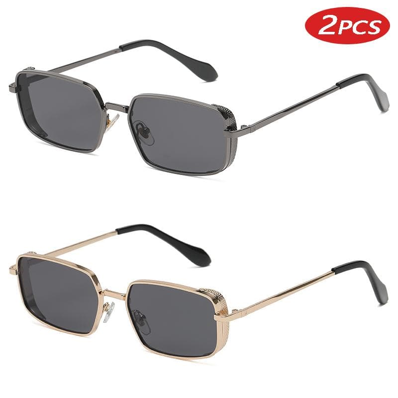 1pc Trendy Ins Popular Metal Small Rectangle Women Brand Sunglasses Designer Vintage Punk Metral Sun Glasses Shades UV400 show as picture
