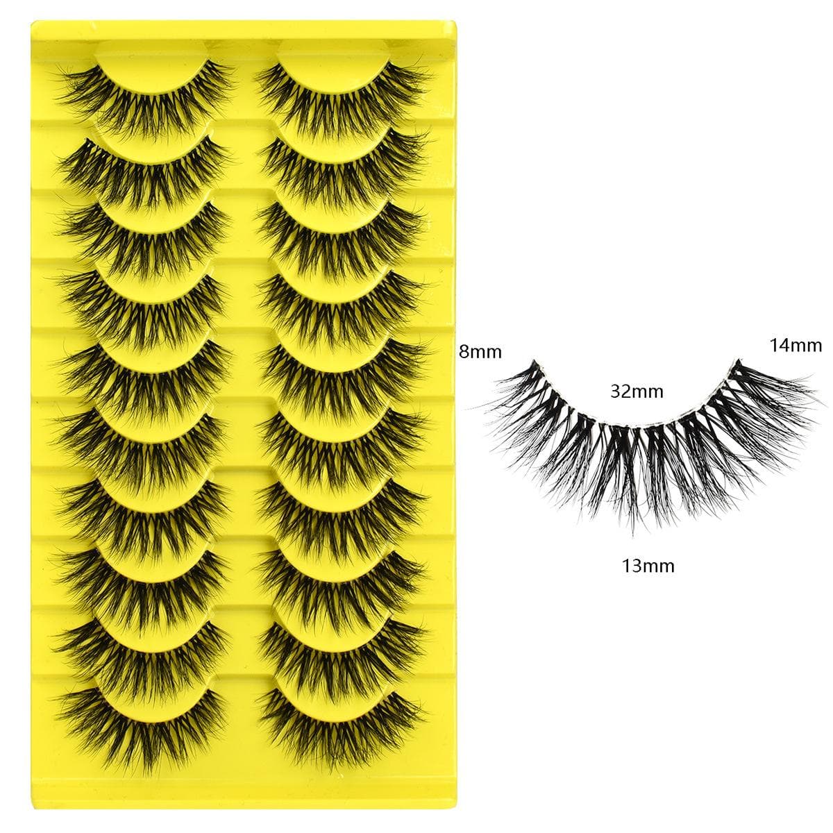 10 Pairs Cat Eye Effect Eyelashes Winged Fluffy Look Lashes Soft Black Band Wispy Natural Thick Faux Mink Full Strip Eyelashes Strip Fake Lashes M02