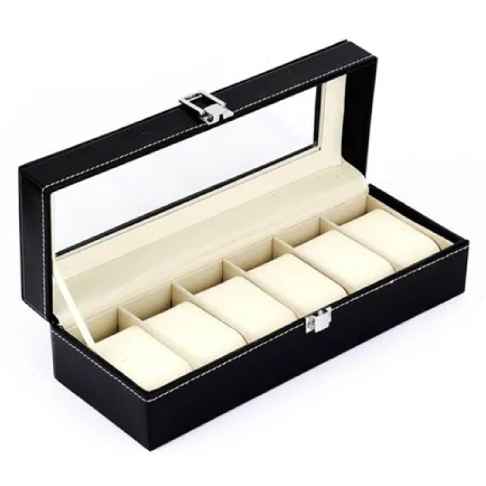 Watch Organizer 6 Slot Dustproof Moistureproof Transparent Window Watch Display Case for Household