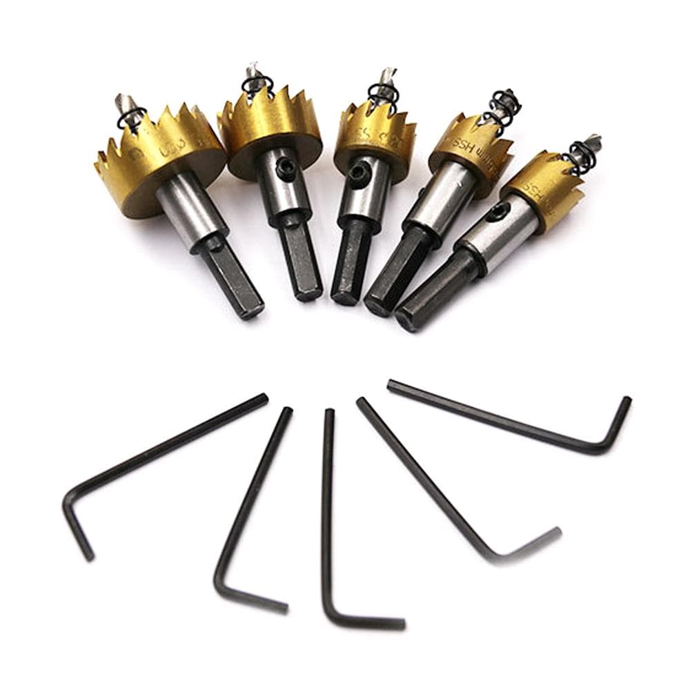 5Pcs HSS Hole Saw Kit 1630mm Hole Cutters Drill bit for Metal Stainless Steel Wood Door Window multicolour