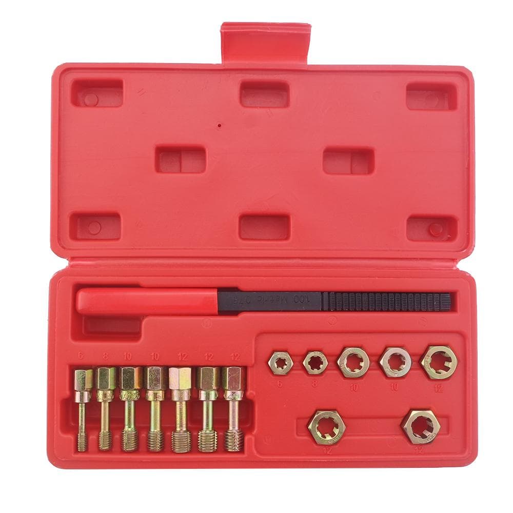 15Pcs Rethread Reapir Tools Kit Metric Thread File Metric Rethreader Taps & Dies 1 kit