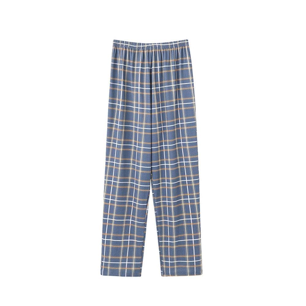 Men's 5XL Oversized Plus Size Spring Autumn Clothes Sleepwear Knit Cotton Plaid Pants Trousers Pyjamas L
