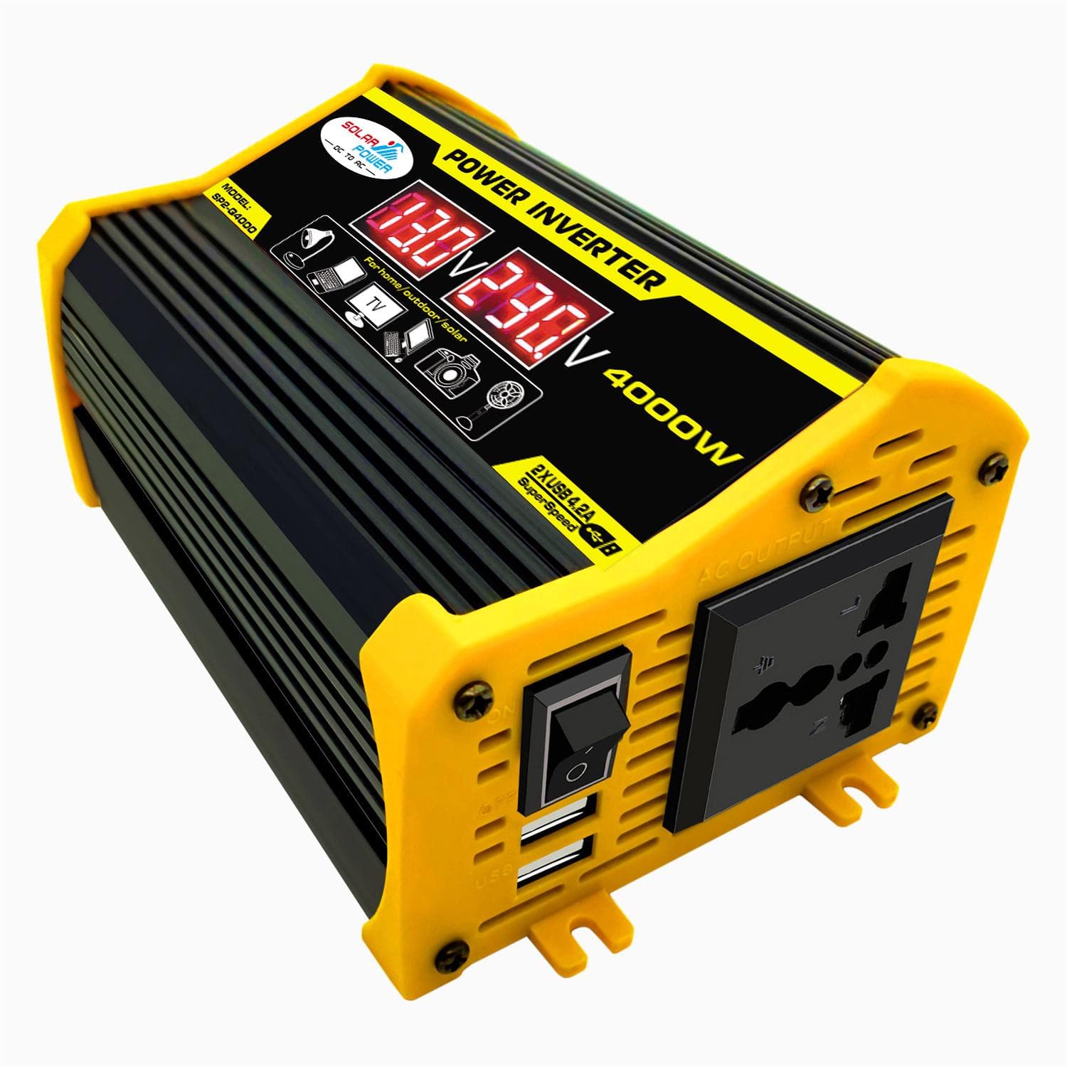 Modified Sine Wave Inverter High Frequency 4000W Peak Power Watt Power Inverter DC 12V to AC 110V 220V black