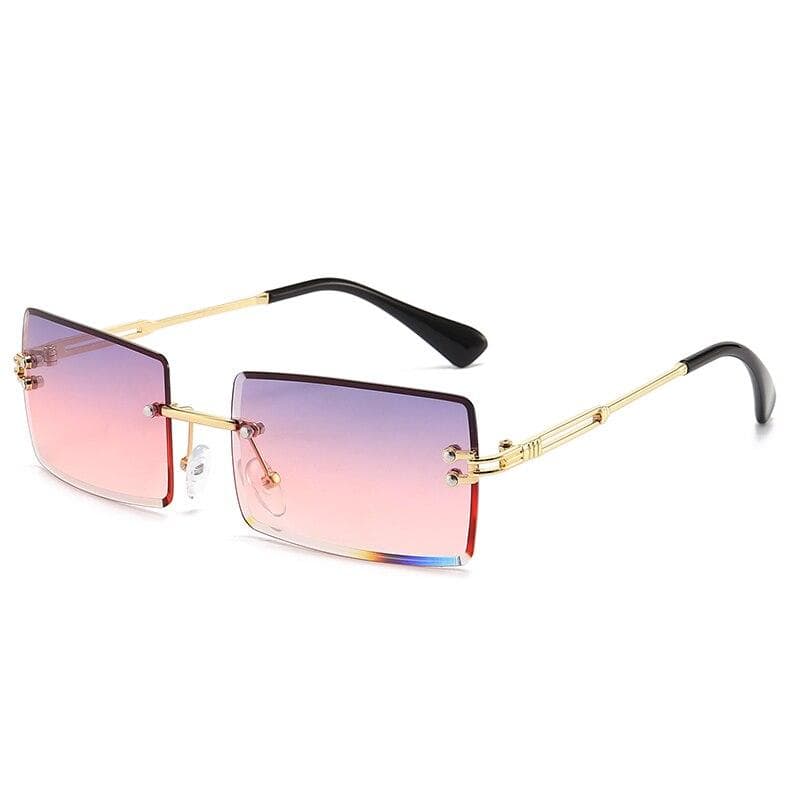 Vintage Fashion Sunglasses Rimless Frameless Rectangle Gradient UV400 Sun Glasses for Women Summer Travel