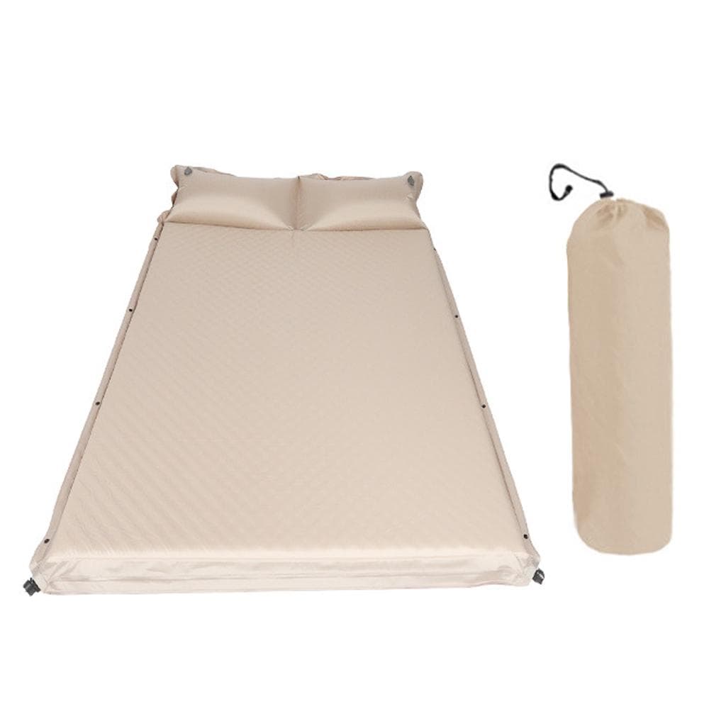 Automatic Inflatable Air Mattress Thickened Floor Mat Portable Camping Tent Air Bed Self-Inflating 2 Persons-Regular khaki