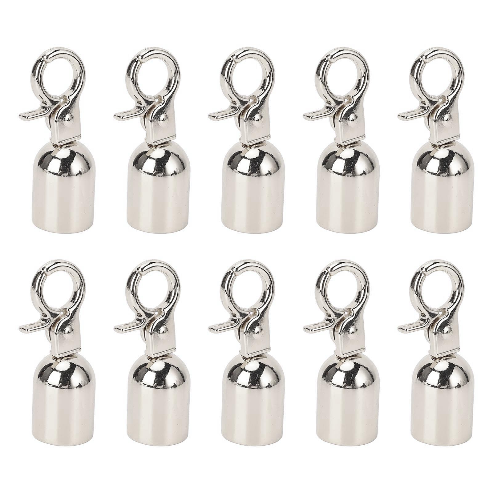 10 Sets Rope End Stopper 15.5mm Diameter Zinc Alloy Cord End Snap Hook with 15.8mm Long Screws silver