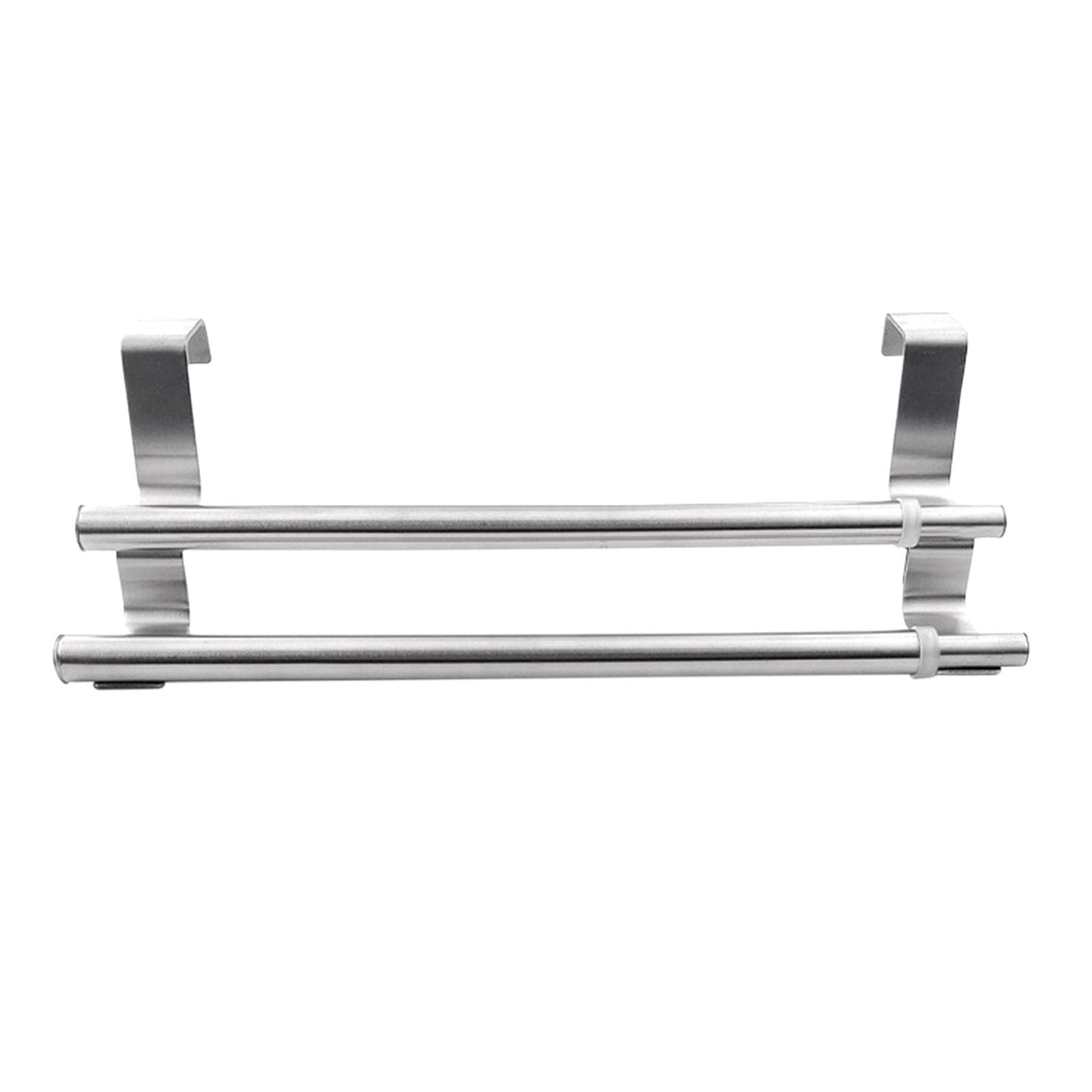 Expandable Double Towel Hanger Over Cabinet Cupboard Doors Stainless Steel Bath Towel Bar Towel silver