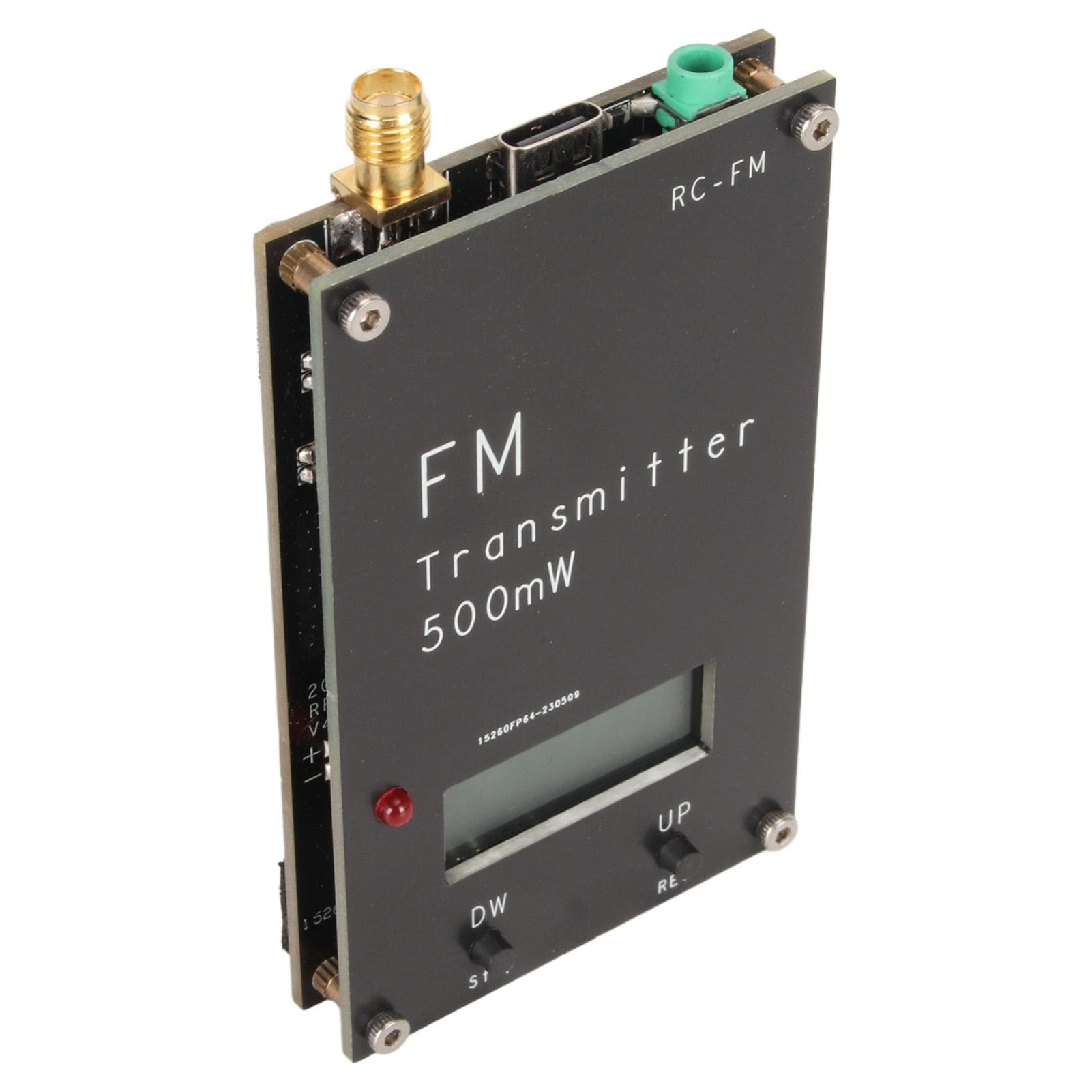 500mW FM Transmitter with LCD Screen 2000M 500mW 88‑108MHz FM Stereo Transmitter with USB Type C