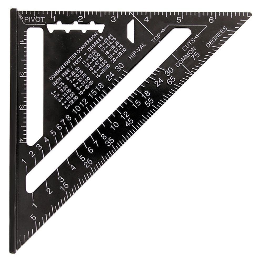 7in Black Carpenter Triangle Square Imperial Aluminium Alloy Woodworking Triangular Right Angle