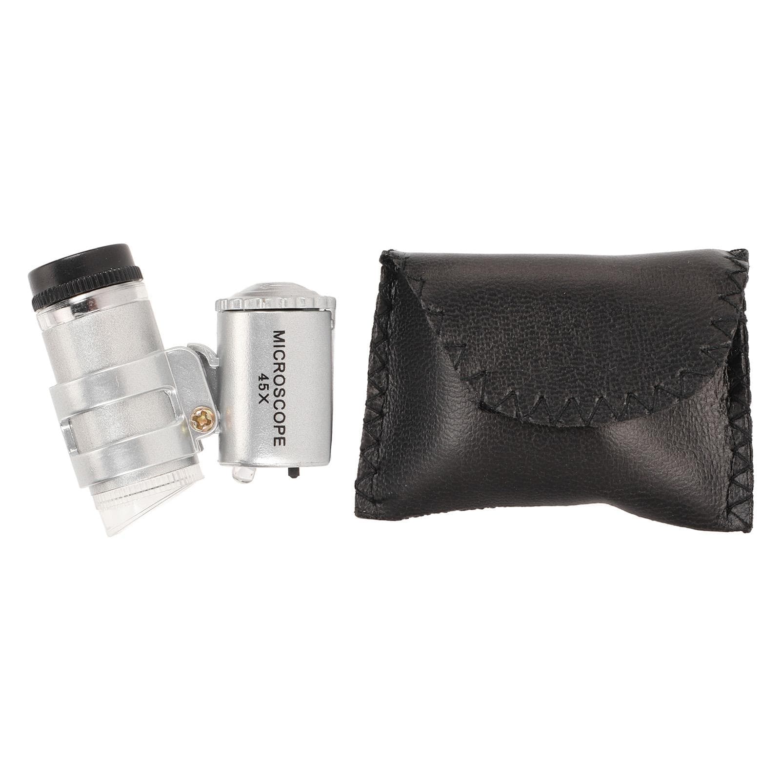 45X Mini Pocket Microscope Adjustable Portable Magnifying Glass with 2 LED Lights for Jewelry