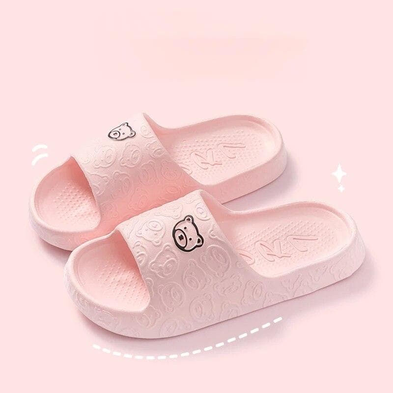 New Fashion Summer Couple Cartoon Relief Flat Slides Lithe Thin Sandals For Women Men Slippers Ladies' Home Indoor Flip Flops 36-37 pink