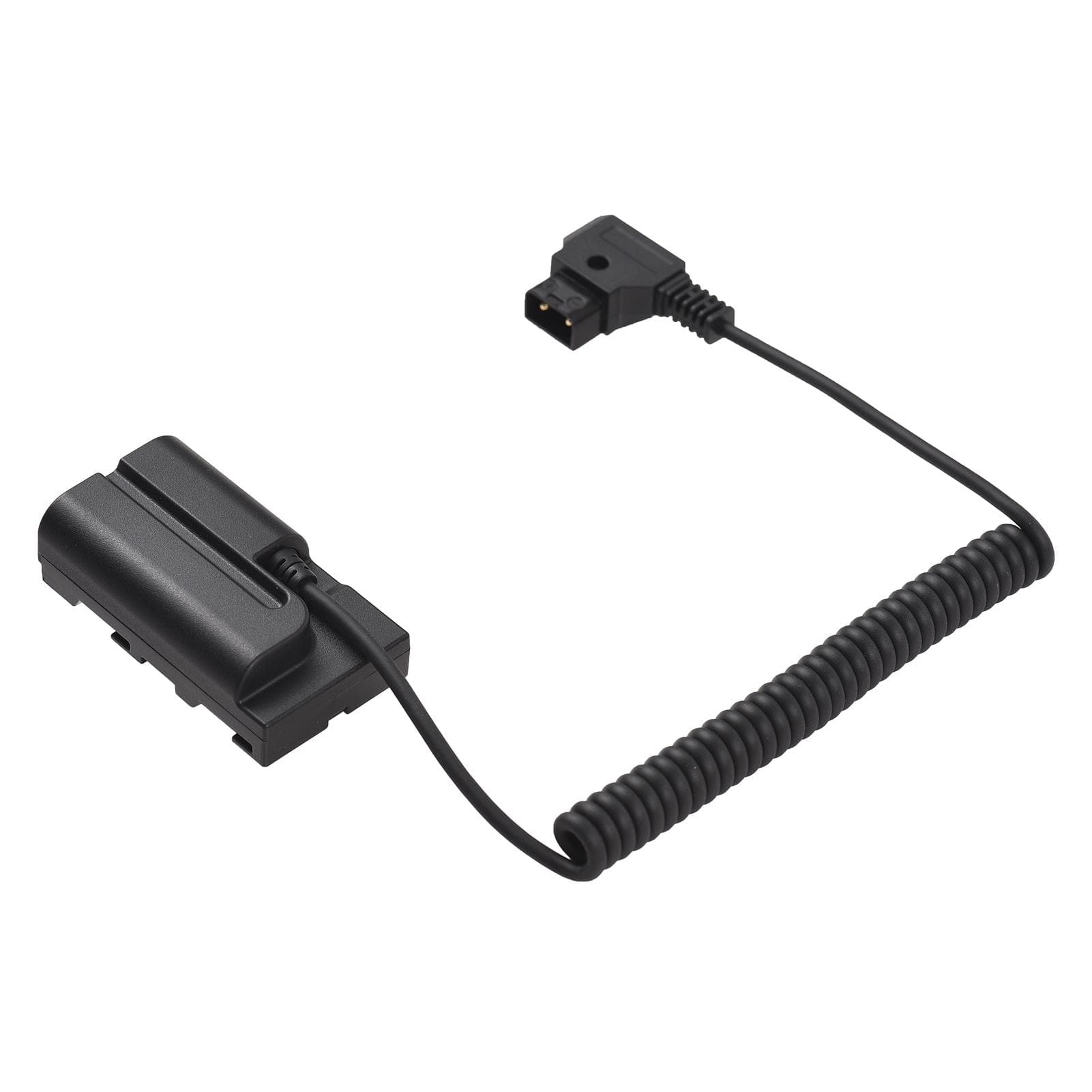 D-Tap to WY-VL-F Dummy Battery Coiled Cable DC Coupler Accessory for Monitors/ LED Video Light/ D-Tap to WY-VL-F Dummy Battery black