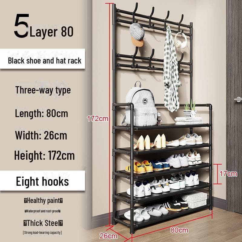 Shoe & Hat Rack: Multi-Layer, Space-Saving, Floor-Standing Cabinet for Bedroom Door Storage