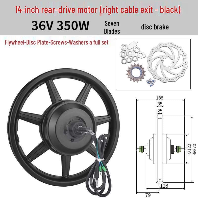 14 Folding Electric Bicycle Motor 36V/48V 350W-500W Front/Rear Drive High-Speed Hub