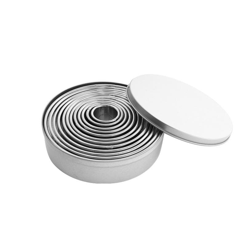 11Pcs Biscuit Mold Stainless Steel Round Dough Cutter Dumplings Skin Mold Kitchen Cookie Cutter Set Baking Circle Pastry Mould silver