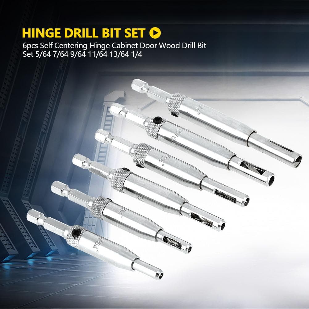 6pcs Self Centering Hinge Cabinet Door Wood Drill Bit Set 564 764 964 1164 1364 14