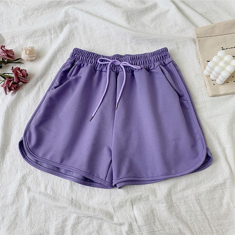 Classic Design Sense Small Sports Shorts for Women In Spring and Summer Casual Running Fitness Pants High Waist Yoga Shorts 5XL purple
