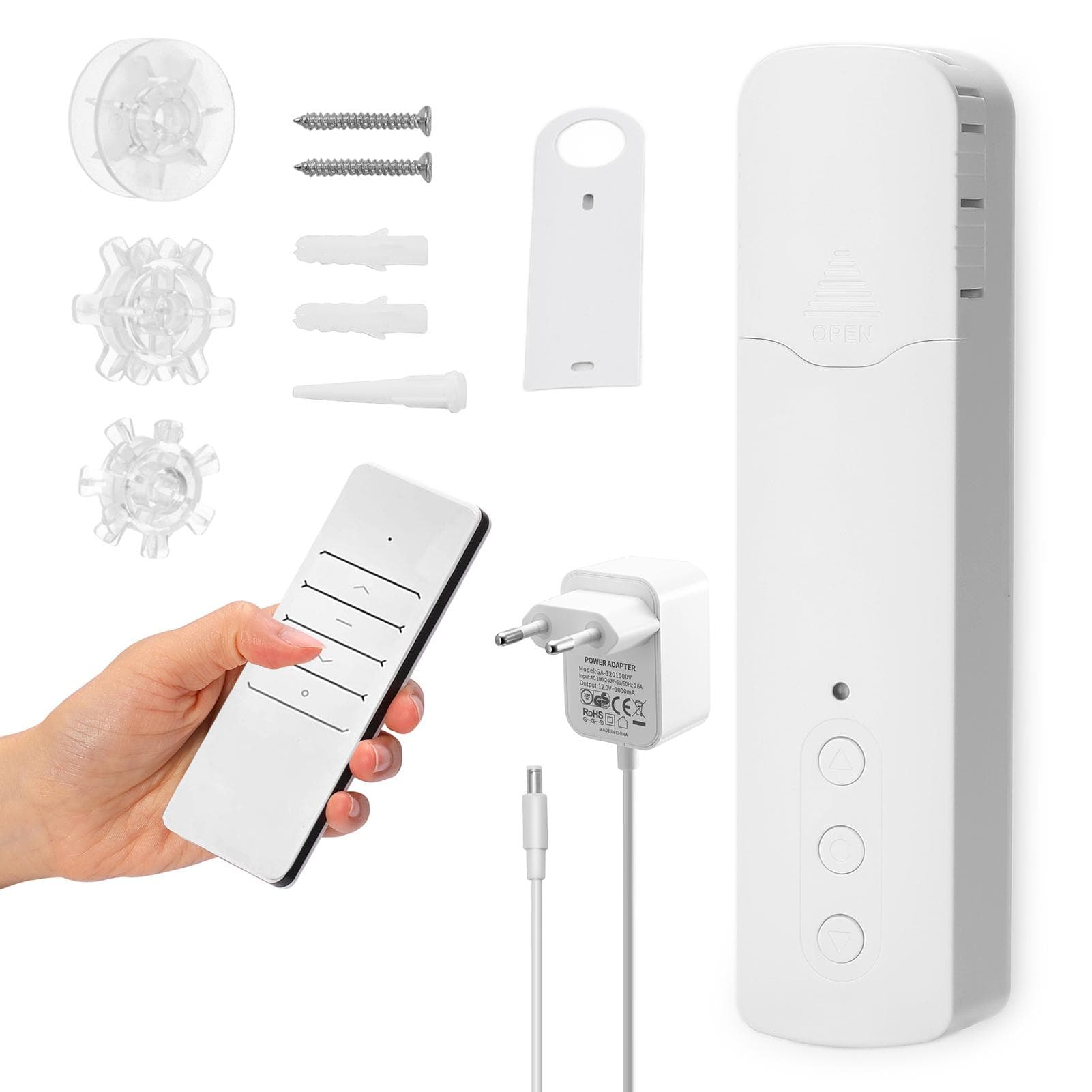 WiFi Smart Curtain Motor Ultra Silent APP Remote Control Voice Control Electric Curtain Motor for EU Plug white