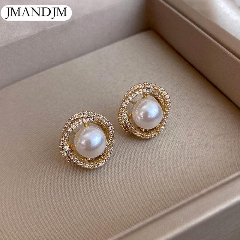 Sweet Unusual Geometric Whirlpool Shape Pearl Earrings for Woman Exquisite Fashion Jewelry Party Luxury Accessories Earrings