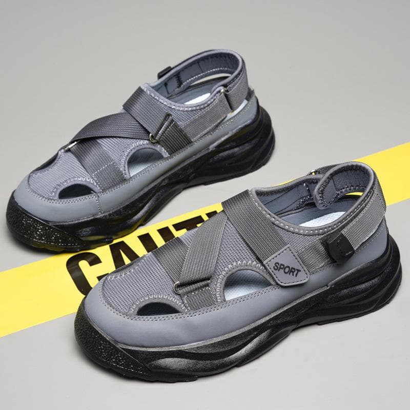 Summer Mesh Breathable Dad's Shoes Men's 2023 New Lightweight Sports Sandals Casual Men's Shoes 43 grey
