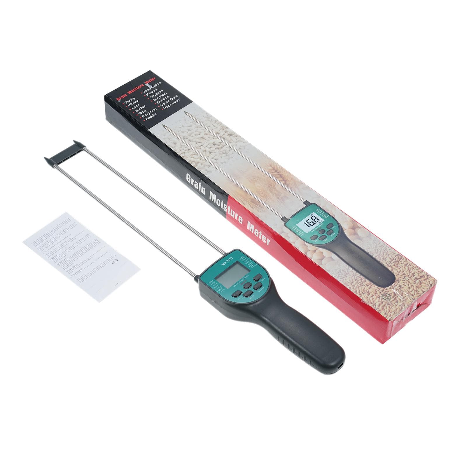 Hay Moisture Tester Digital Grain Moisture Content Meters Measurable for 14 Type Grains for Paddy black/green