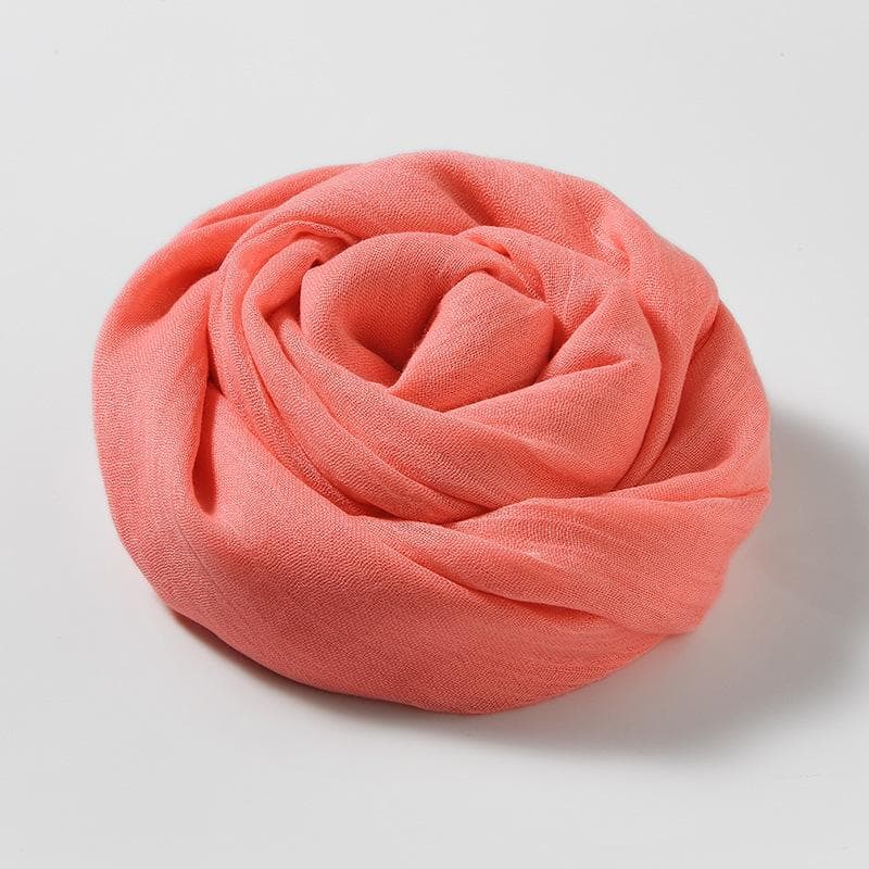 Summer Silk Scarf for Women, Fashionable Sun Protection and Shading, Beach Long Scarf, Solid Color Cotton and Linen Silk Scarf, Scarf 100*195CM watermelon red