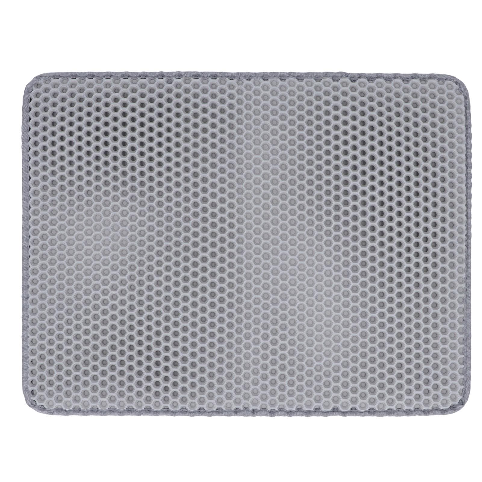 Double Layer Cat Litter Mat EVA Easy to Clean Washable Anti Slip Litter Catcher Mat for Cats Dogs gray