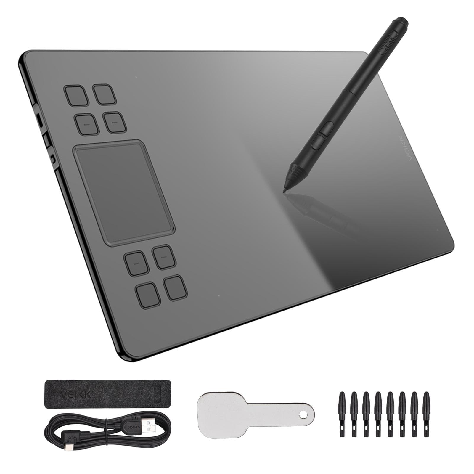 VEIKK A50 Graphics Drawing Tablet 10 x 6 Inch Large Active Area 8 Express Keys & Gesture Touch-Pad black