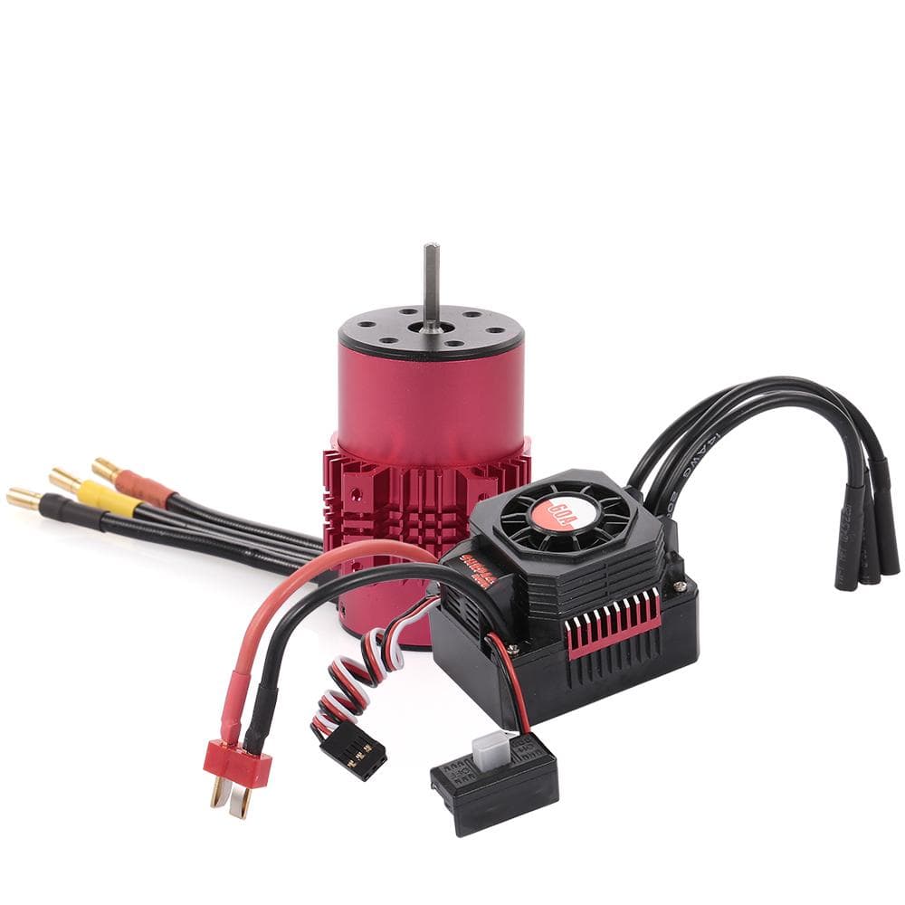 SURPASS HOBBY 3660 2600KV Brushless Motor with Heat Sink and 60A ESC with BEC Waterproof for 1/10 red